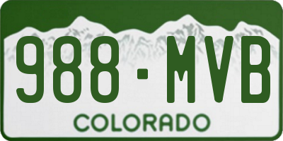 CO license plate 988MVB