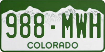 CO license plate 988MWH