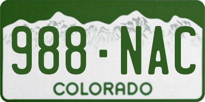 CO license plate 988NAC