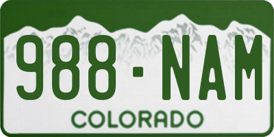 CO license plate 988NAM