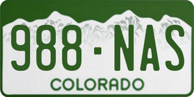 CO license plate 988NAS