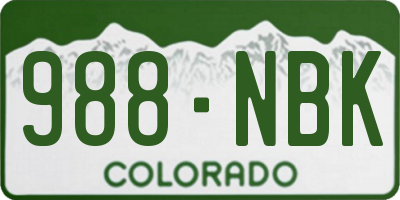CO license plate 988NBK