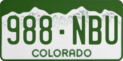 CO license plate 988NBU