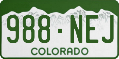CO license plate 988NEJ