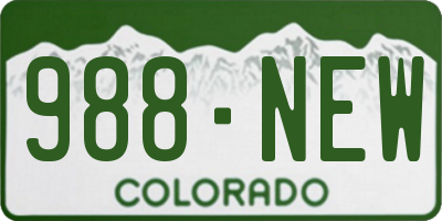 CO license plate 988NEW