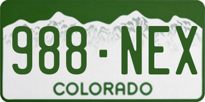 CO license plate 988NEX