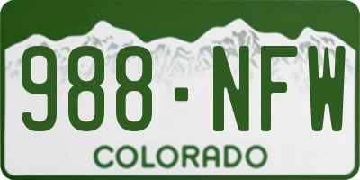 CO license plate 988NFW