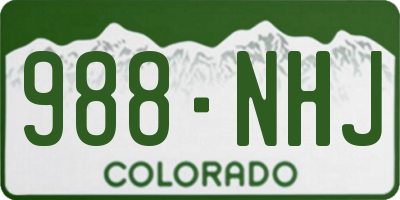 CO license plate 988NHJ