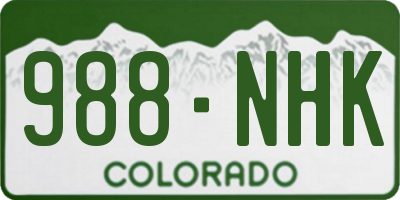 CO license plate 988NHK