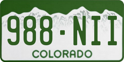 CO license plate 988NII