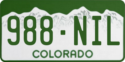 CO license plate 988NIL