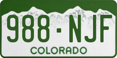 CO license plate 988NJF