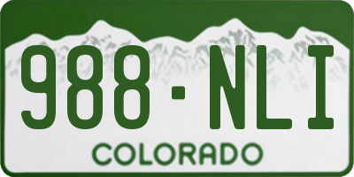 CO license plate 988NLI
