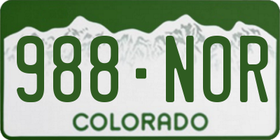 CO license plate 988NOR