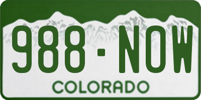CO license plate 988NOW