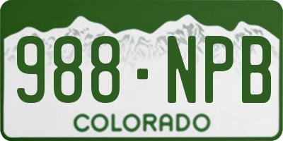 CO license plate 988NPB