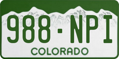 CO license plate 988NPI