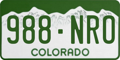 CO license plate 988NRO