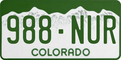 CO license plate 988NUR