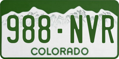 CO license plate 988NVR
