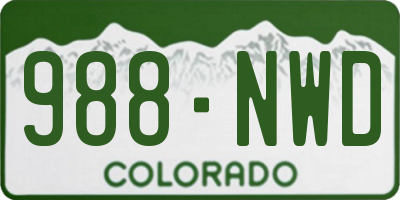 CO license plate 988NWD