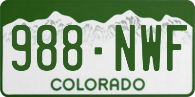 CO license plate 988NWF