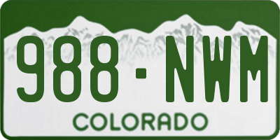 CO license plate 988NWM