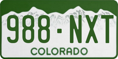 CO license plate 988NXT