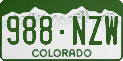 CO license plate 988NZW