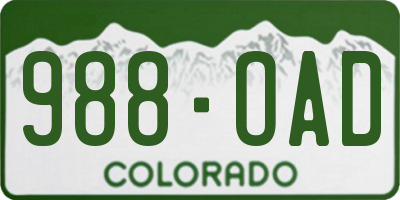 CO license plate 988OAD