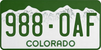 CO license plate 988OAF