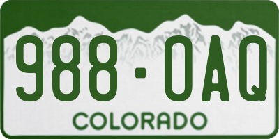 CO license plate 988OAQ