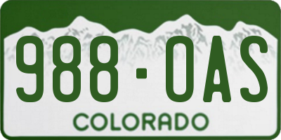 CO license plate 988OAS