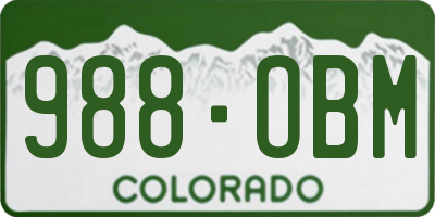 CO license plate 988OBM