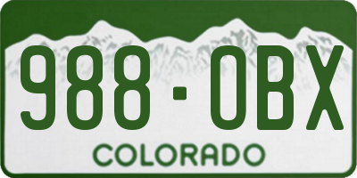 CO license plate 988OBX