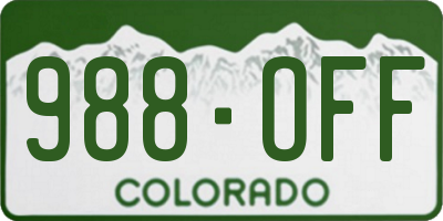 CO license plate 988OFF