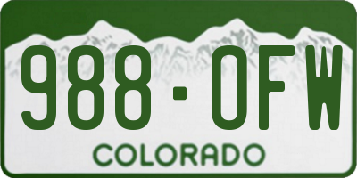 CO license plate 988OFW