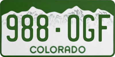 CO license plate 988OGF