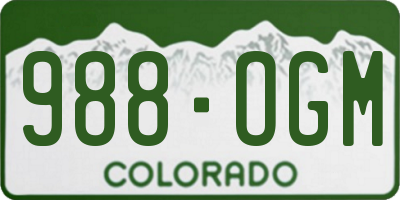 CO license plate 988OGM