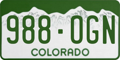 CO license plate 988OGN
