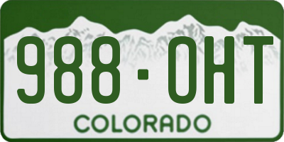 CO license plate 988OHT