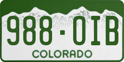 CO license plate 988OIB