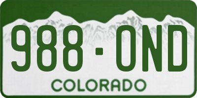 CO license plate 988OND