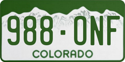 CO license plate 988ONF