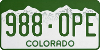 CO license plate 988OPE