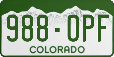 CO license plate 988OPF