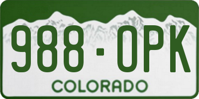 CO license plate 988OPK