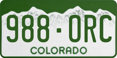 CO license plate 988ORC