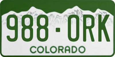 CO license plate 988ORK