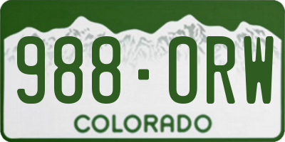 CO license plate 988ORW